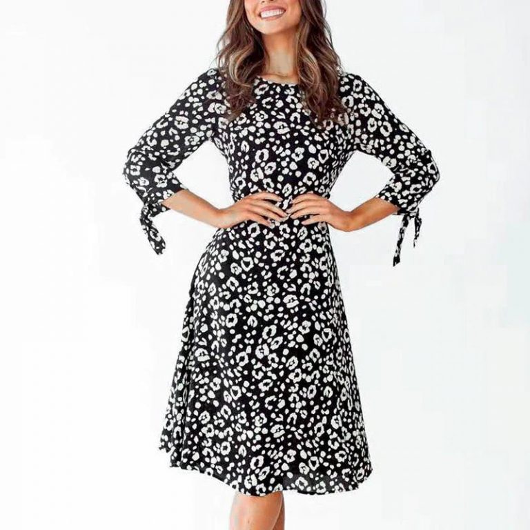 Leopard Print Elegant Bow Plus Size Dress