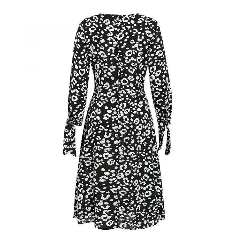 Leopard Print Elegant Bow Plus Size Dress - Image 5