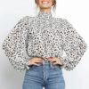 Leopard Print Elegant Turtleneck Blouse Tops - Image 5