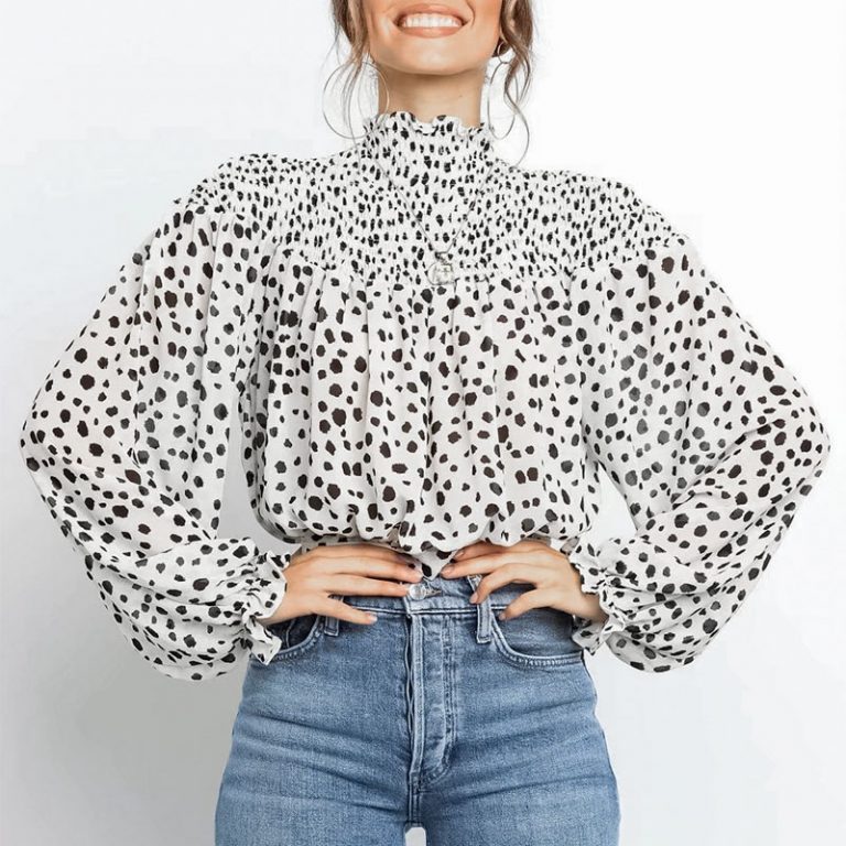 Leopard Print Elegant Turtleneck Blouse Tops - Image 5
