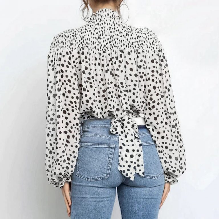 Leopard Print Elegant Turtleneck Blouse Tops - Image 6