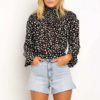 Leopard Print Elegant Turtleneck Blouse Tops - Image 4