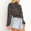 Leopard Print Elegant Turtleneck Blouse Tops - Image 2