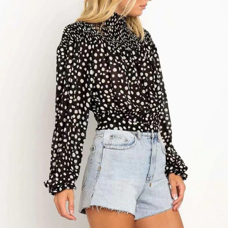 Leopard Print Elegant Turtleneck Blouse Tops - Image 2