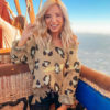 Leopard Print Bat Sleeve V-Neck Tassel Pullover Sweater
