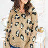 Leopard Print Bat Sleeve V-Neck Tassel Pullover Sweater - Image 2