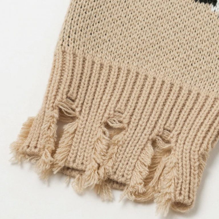 Leopard Print Bat Sleeve V-Neck Tassel Pullover Sweater - Image 9