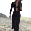 Long Beach Cover Up Cut Out Knit Dress