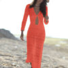 Long Beach Cover Up Cut Out Knit Dress - Image 2