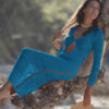 Long Beach Cover Up Cut Out Knit Dress - Image 5