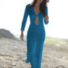 Long Beach Cover Up Cut Out Knit Dress - Image 4