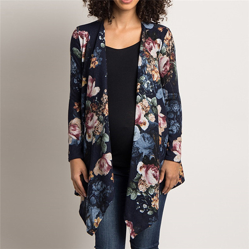 Long Sleeve Floral Printed Cardigan Sweater