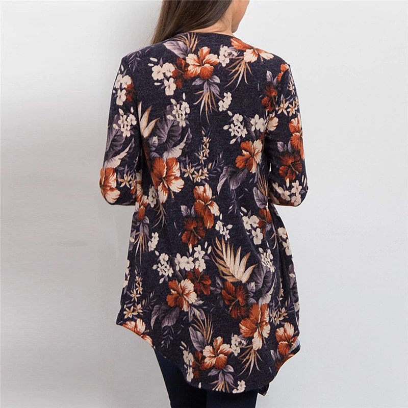 Long Sleeve Floral Printed Cardigan Sweater - Image 12