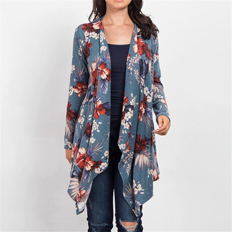Long Sleeve Floral Printed Cardigan Sweater - Image 14