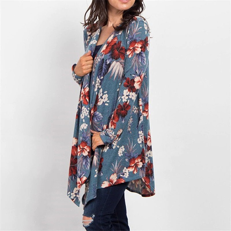 Long Sleeve Floral Printed Cardigan Sweater - Image 15
