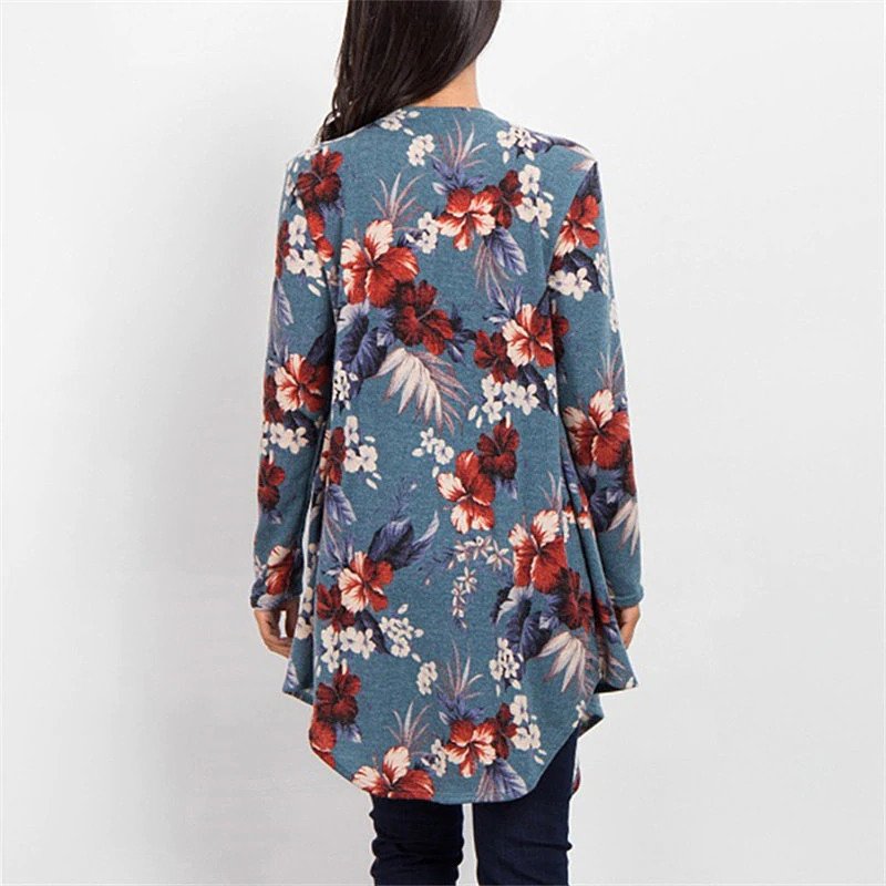 Long Sleeve Floral Printed Cardigan Sweater - Image 16