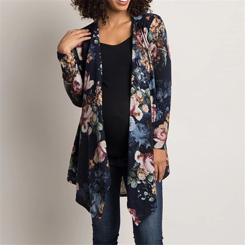 Long Sleeve Floral Printed Cardigan Sweater - Image 2