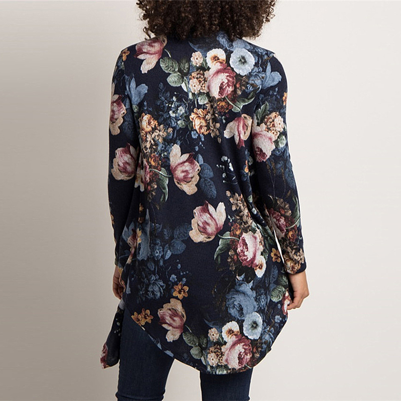 Long Sleeve Floral Printed Cardigan Sweater - Image 4