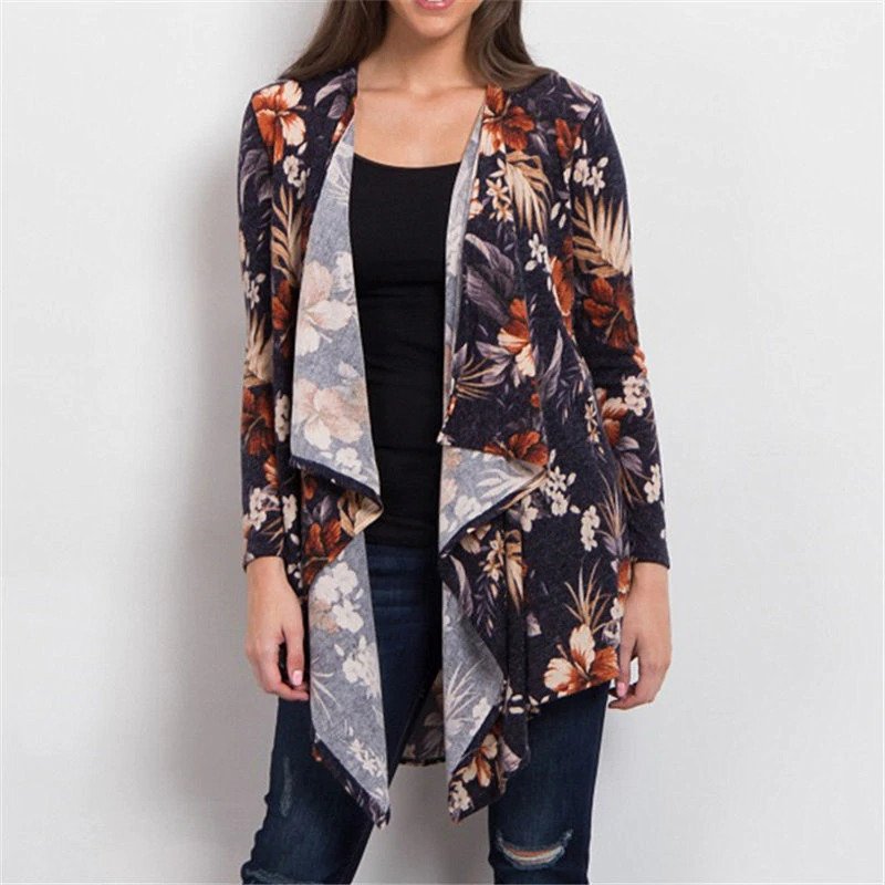 Long Sleeve Floral Printed Cardigan Sweater - Image 9