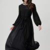 Long Sleeve Oversized Long Dress With Sash - Image 4