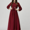Long Sleeve Oversized Long Dress With Sash - Image 6