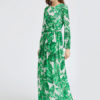 Long Sleeve Printed Lace Up Long Dress - Image 6
