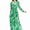 Long Sleeve Printed Lace Up Long Dress - Image 9