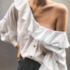 Long Sleeve Sexy Ruffle Shoulder Shirts - Image 2
