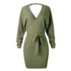 Long Sleeve V Neck Party Knitted Dresses - Image 8