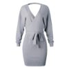 Long Sleeve V Neck Party Knitted Dresses - Image 23