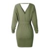 Long Sleeve V Neck Party Knitted Dresses - Image 9