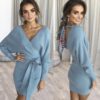 Long Sleeve V Neck Party Knitted Dresses - Image 6