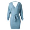 Long Sleeve V Neck Party Knitted Dresses - Image 11