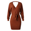 Long Sleeve V Neck Party Knitted Dresses - Image 14