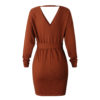 Long Sleeve V Neck Party Knitted Dresses - Image 15