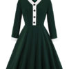 Long Sleeves V Neck Rockabilly Dress