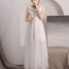 Long Tulle Sleeveless Floor Length Prom Dress - Image 3