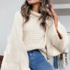 Casual Loose Oversize Striped Street-wear turtleneck knitted sweater