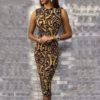 New Fashion O-Neck Sleeveless Floral Print Bodycon Dress - Image 6