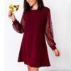 O Neck Elegant Pearls Beading Long Sleeve Mini Party Dress - Image 4