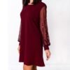 O Neck Elegant Pearls Beading Long Sleeve Mini Party Dress - Image 5