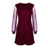 O Neck Elegant Pearls Beading Long Sleeve Mini Party Dress - Image 7