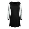O Neck Elegant Pearls Beading Long Sleeve Mini Party Dress - Image 9