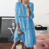 O Neck Three Quarter Sleeve Plus Size Party Dress - Image 4