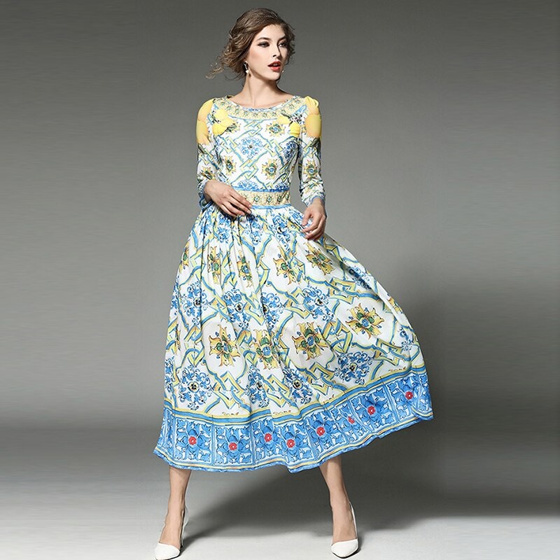 O-neck Sweet A-Line Maxi Dress - Image 2