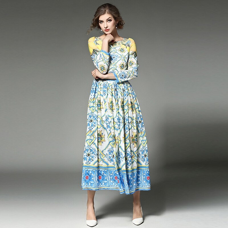 O-neck Sweet A-Line Maxi Dress - Image 3