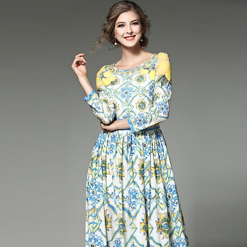 O-neck Sweet A-Line Maxi Dress - Image 4