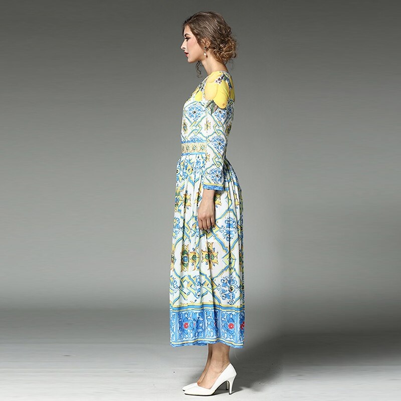 O-neck Sweet A-Line Maxi Dress - Image 6