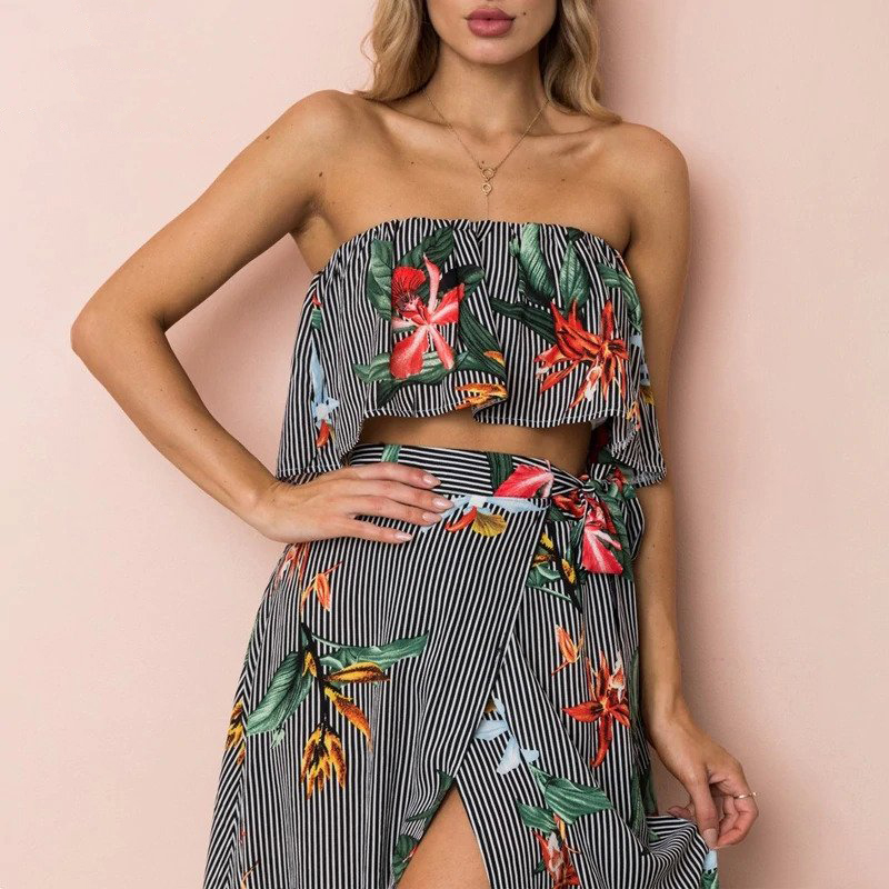 Off shoulder Floral print party maxi dress - Image 2