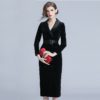 Office lady Velvet bodycon midi dress - Image 2